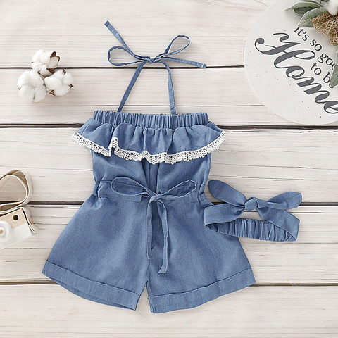 Jumpsuit denim con encaje